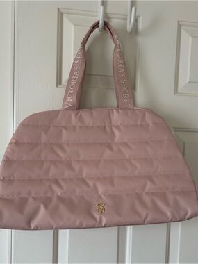 Victoria's Secret Blush Quilted Tote with Logo Straps